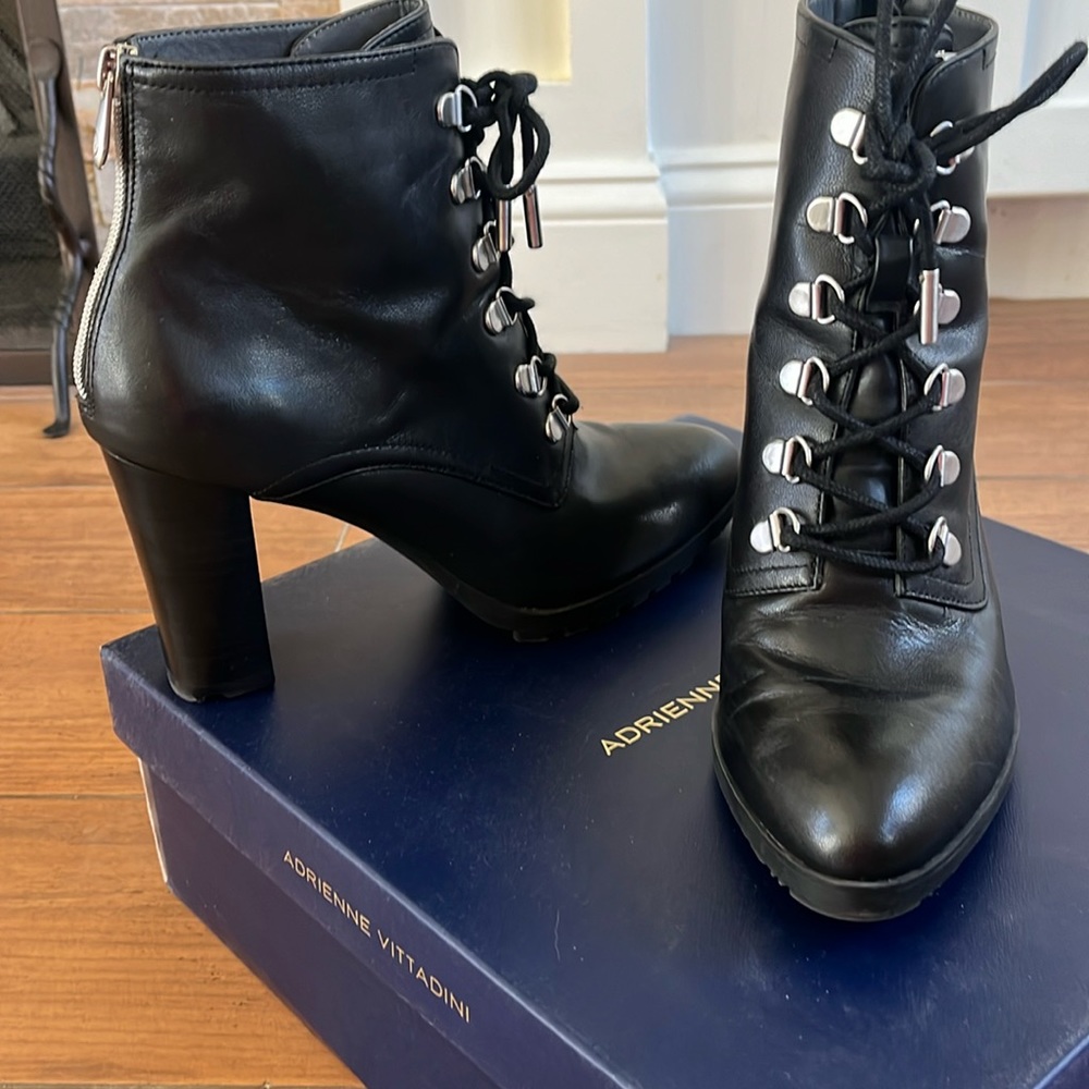 Black heeled booties lace up